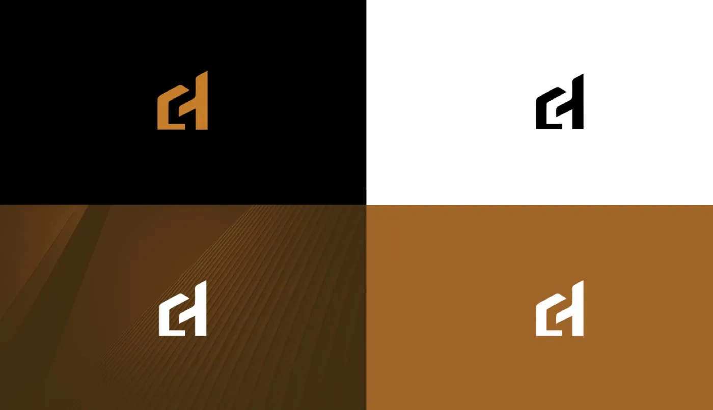 Isotipo de Grupo Handyman en sus cuatro variantes de color