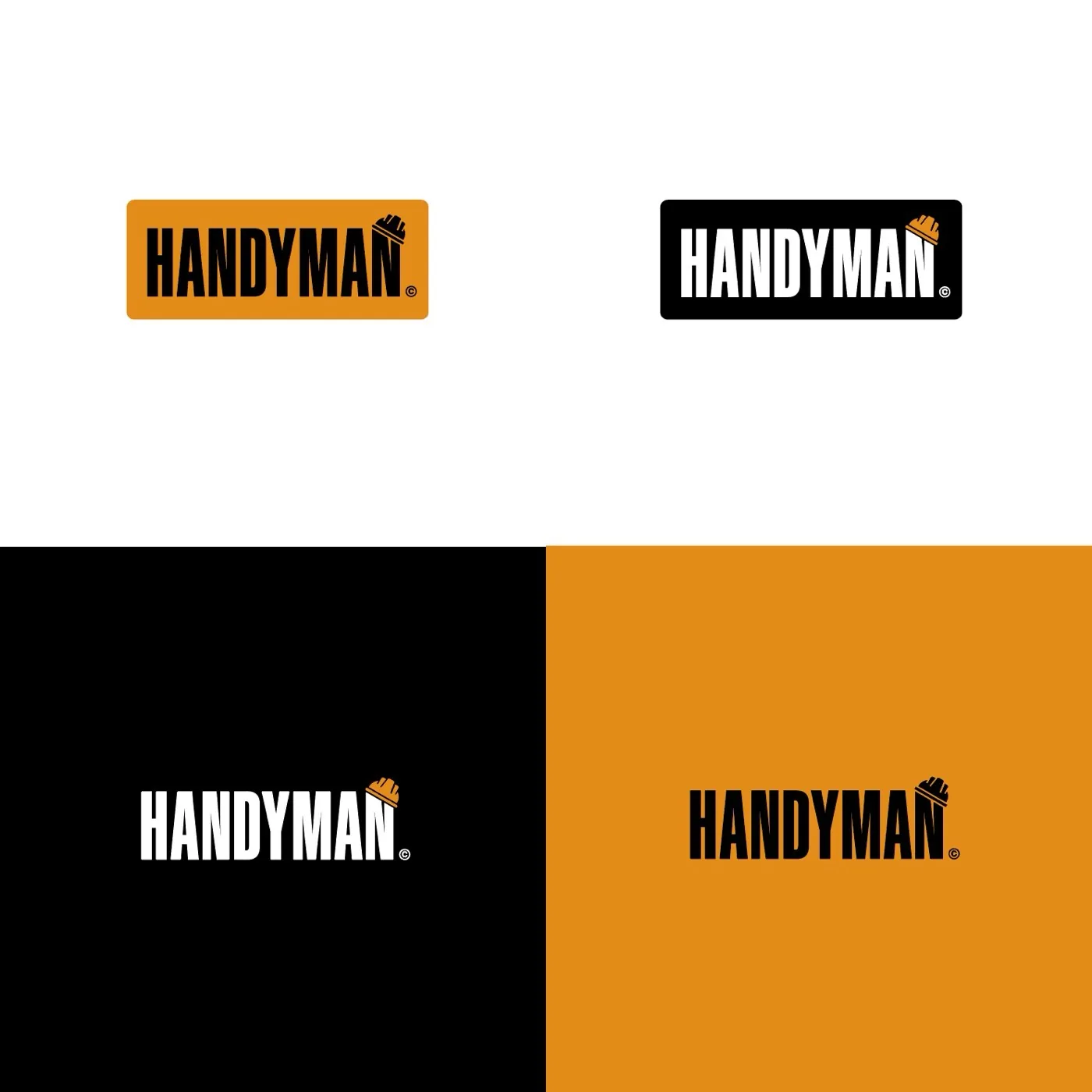 Sistema de logotipo de la marca Handyman en positivo y negativo