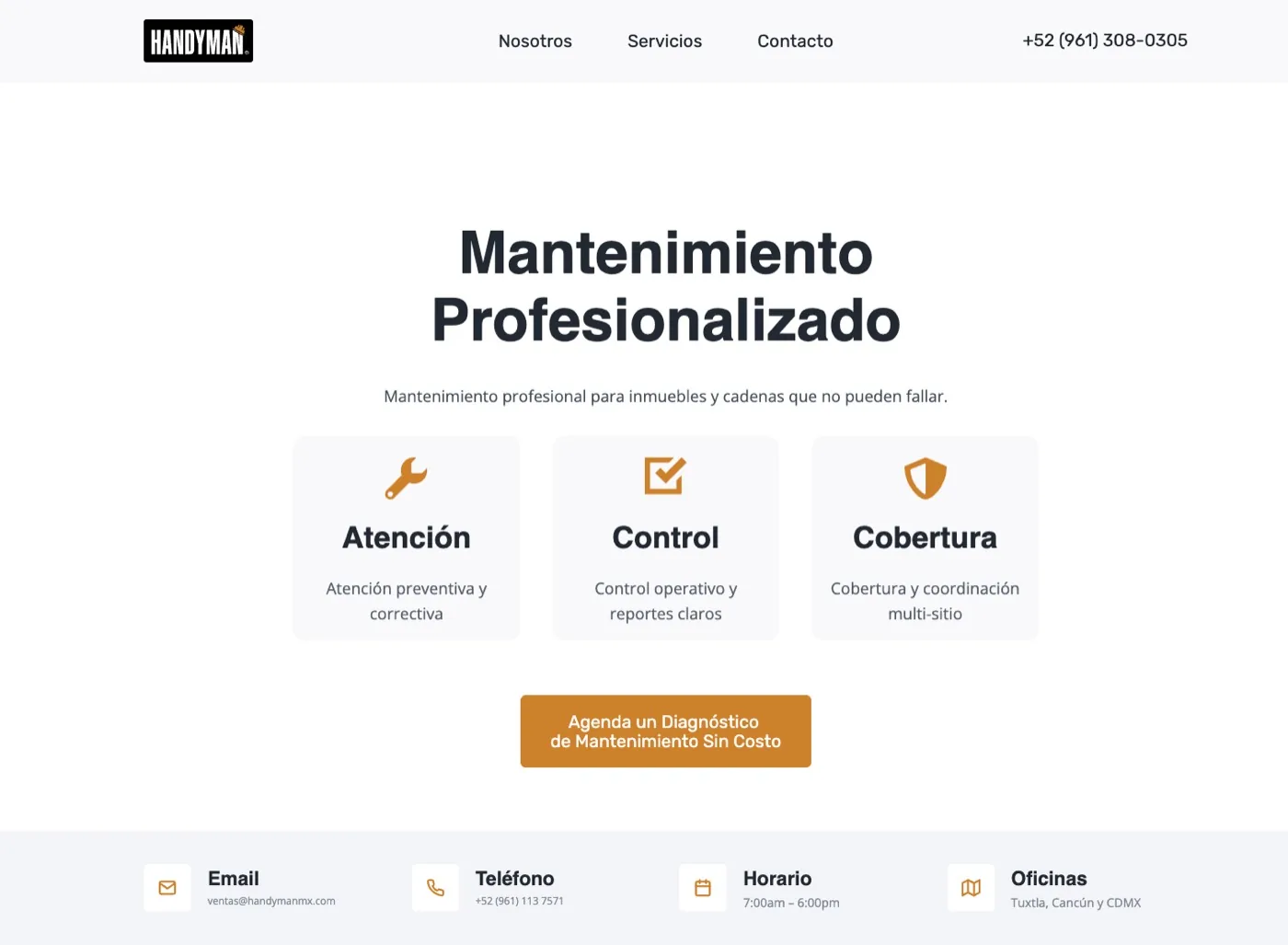 Sitio web de Handyman: mantenimiento profesionalizado para inmuebles y cadenas